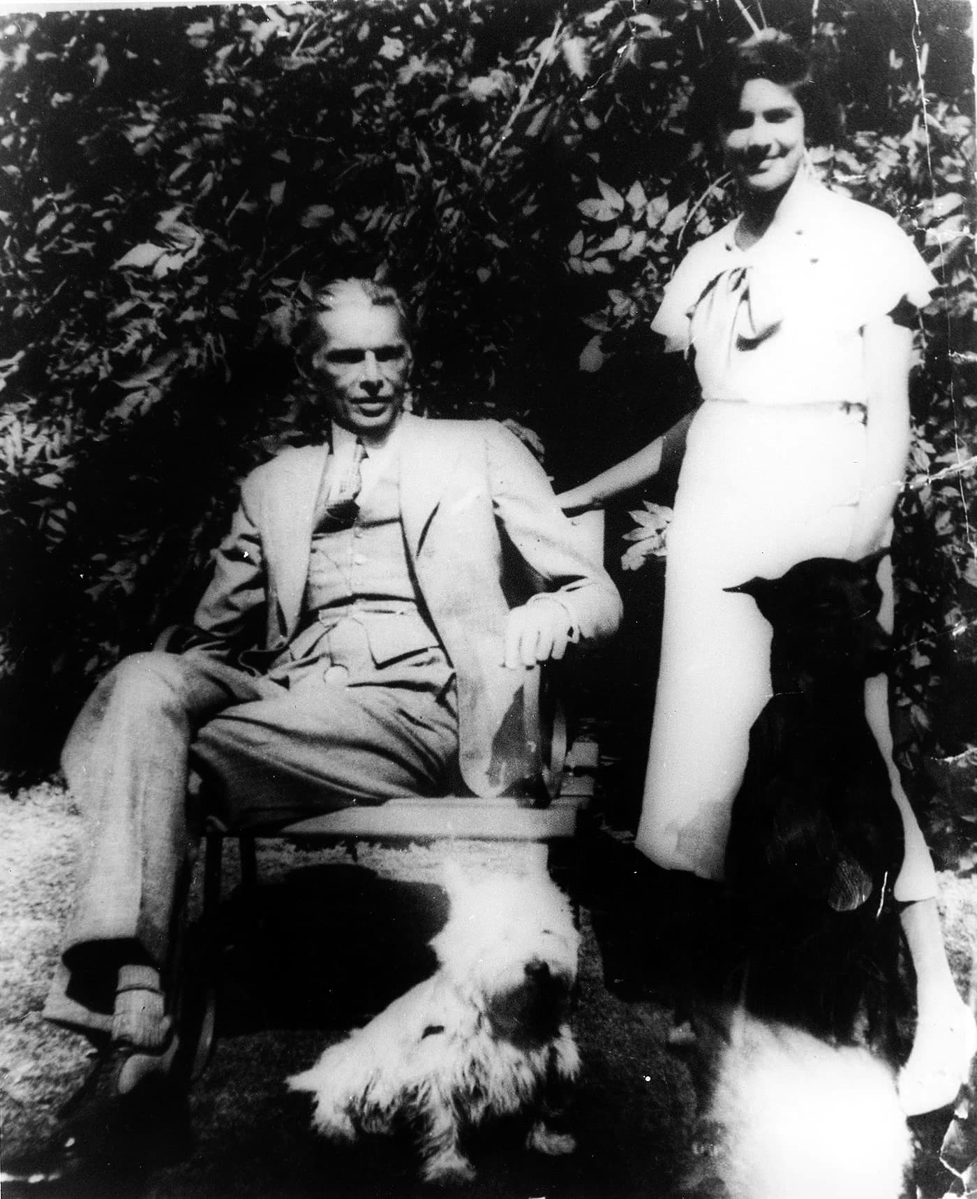 Mr Jinnah and Dina share a private moment in the grounds of their home on West Heath Road in Hampstead, London. —​ Courtesy National Archives Islamabad