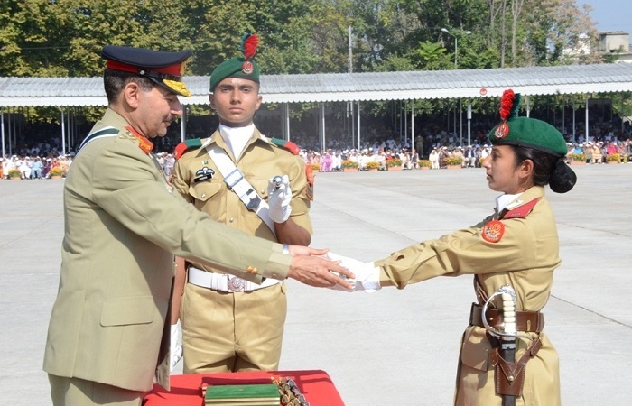 JCSC awarding the coveted Sword of Honour to Battalion Senior Under Officer Muhammad Waleed of 133rd PMA Long Course.