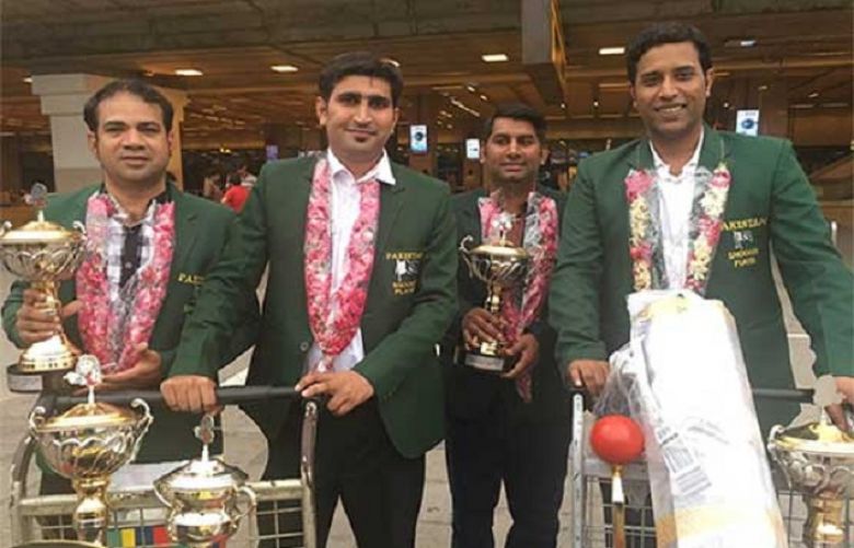 Pakistan team reach back after winning World Snooker Championship