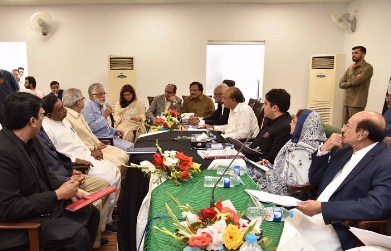 Chairman Pakistan People&#039;s Party Bilawal Bhutto Zardari presiding the meeting in Karachi