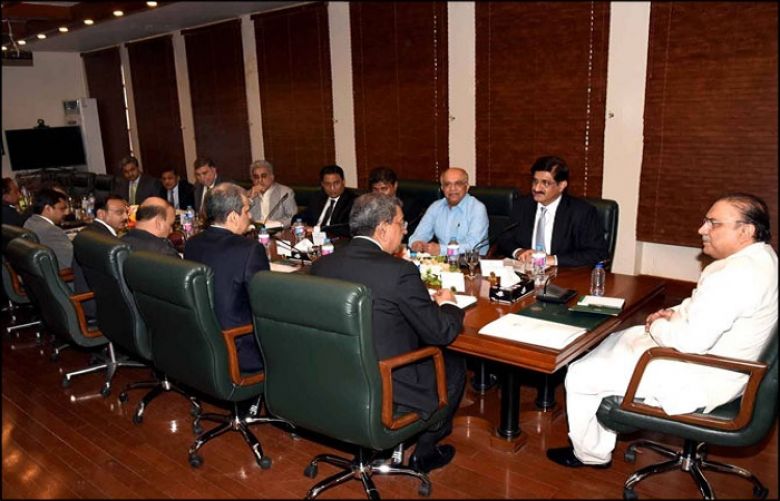 Zardari presiding a high-level meeting