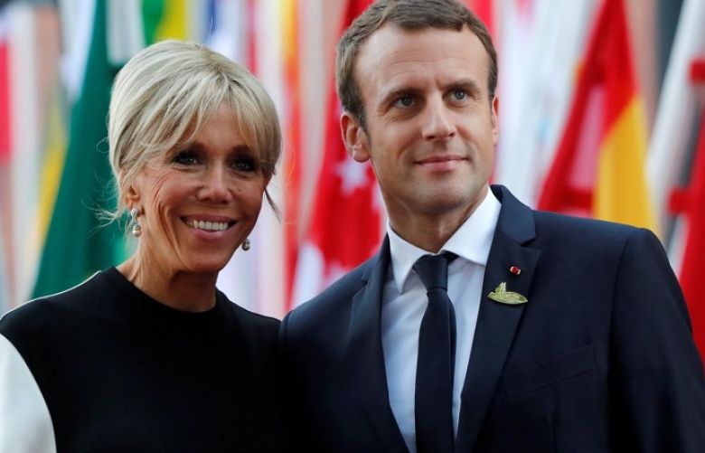 French President Emmanuel Macron and hiw wife Brigitte Macron are seen July 7, 2017 at the G20 summit in Hamburg, Germany. Picture taken July 7, 2017.