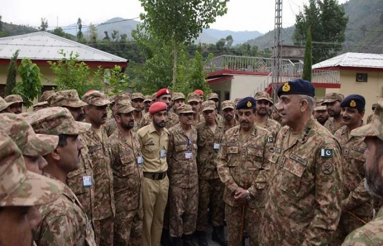 Gen Qamar Javed Bajwa visited troops along the Line of Control in Muzaffarabad Sector.