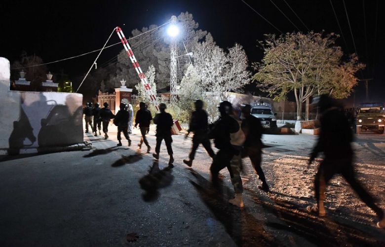 Soldiers arrive at the Balochistan Police Training College in Quetta