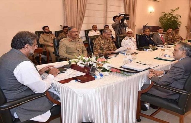 Prime Minister Shahid Khaqan Abbasi is chairing a meeting of the National Security Committee 
