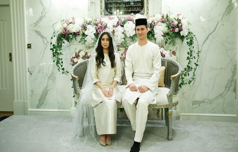 The daughter of one of Malaysia’s most powerful sultans married her Dutch fiancé Monday.