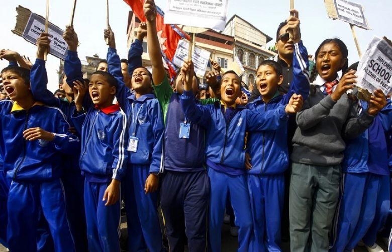 Large Kathmandu protest by schoolchildren