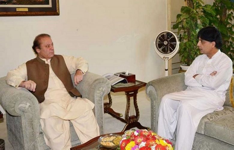 Interior Minister Chaudhry Nisar Ali Khan called on Prime Minister Nawaz Sharif