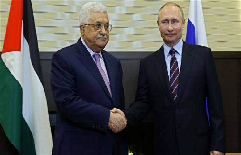 Russian President Vladimir Putin and Palestinian counterpart Mahmoud Abbas