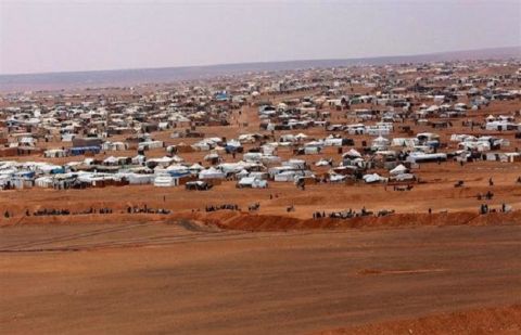 This file picture shows an overview of Syria’s Rukban refugee camp in a desolate area near the Jordanian and Iraqi frontier. 