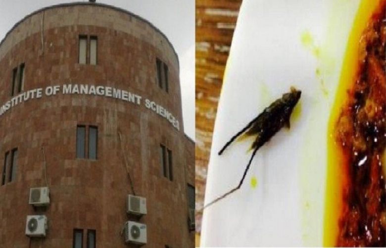 The Institute of Management Sciences Peshawar and the controversial picture of an insect allegedly found in food served at the university&#039;s cafeteria shared by a student who was rusticated for his post.