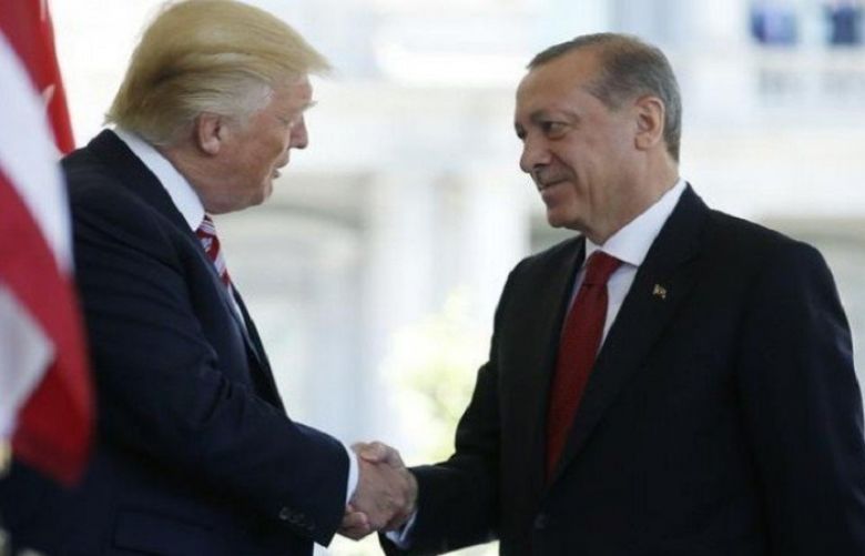 US President Donald Trump (L) welcomes Turkey&#039;s President Recep Tayyip Erdogan at the entrance to the West Wing of the White House in Washington, US.
