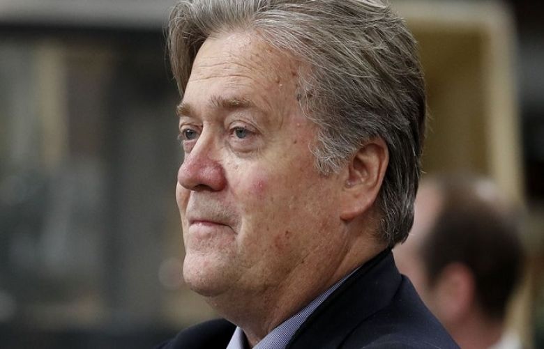In this photo taken April 29, 2017, Steve Bannon, chief White House strategist to President Donald Trump is seen in Harrisburg, Pa. The Campaign Legal Center is complaining in a letter to the White House that Bannon may be illegally accepting outside professional services.