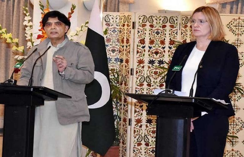 British Secretary of the Interior, Amber Rudd and Chaudhry Nisar Ali Khan