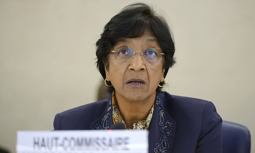 UN High Commissioner for Human Rights, Navi Pillay, addresses the United Nations Human Rights Council at the UN headquarters in Geneva.