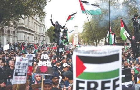100,000 protesters join pro-Palestinian march through London