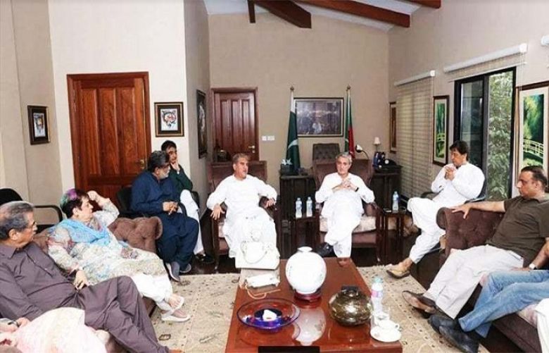 PTI leaders participate in a parliamentary committee meeting.