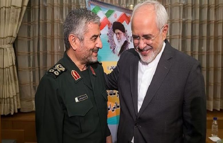 IRGC Commander Major General Mohammad Ali Jafari (L) and Iranian Foreign Minister Mohammad Javad Zarif 