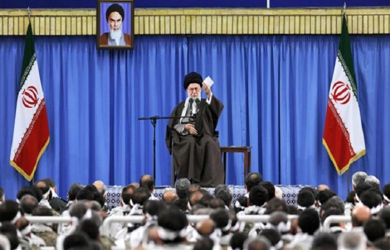 Leader of the Islamic Revolution Ayatollah Seyyed Ali Khamenei addresses a gathering of thousands of Basij commanders from across the country, Tehran, Wednesday, November 25, 2015.