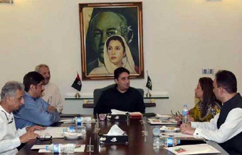 Chairman Pakistan Peoples Party Bilawal Bhutto Zardari presiding meeting