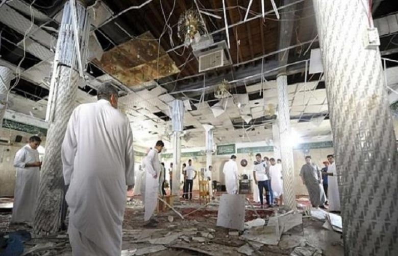 The photo shows the aftermath of a bomb attack at Imam Ali (PBUH) Mosque in the village of al-Qadeeh, Saudi Arabia, May 22, 2015.