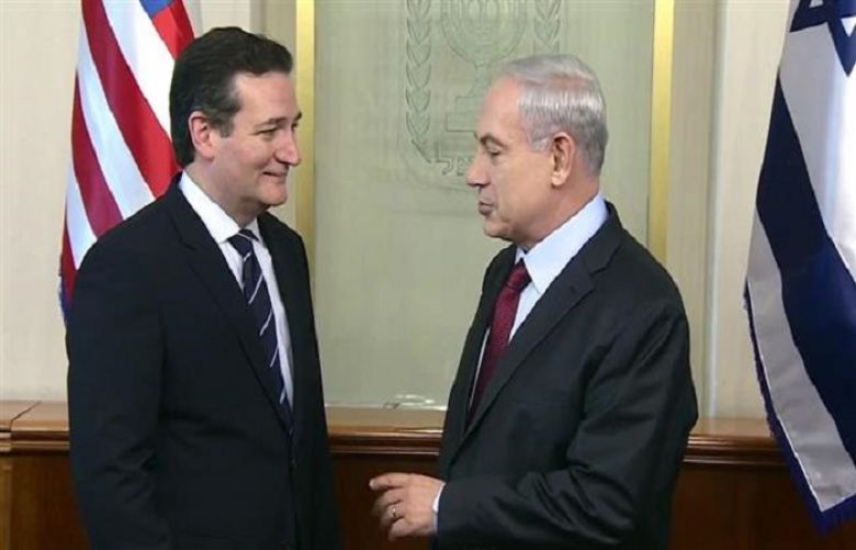 Texas Republican Senator Ted Cruz (L) and Israeli Prime Minister Benjamin Netanyahu