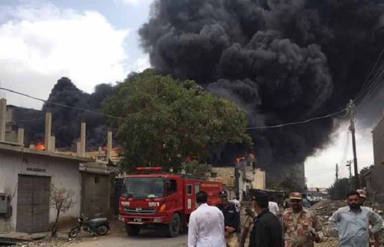 Firefighters finally extinguish flames at Karachi plastic factory