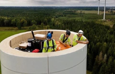 Swedish start-up Modvion launches world's tallest wooden wind turbine in sustainability breakthrough