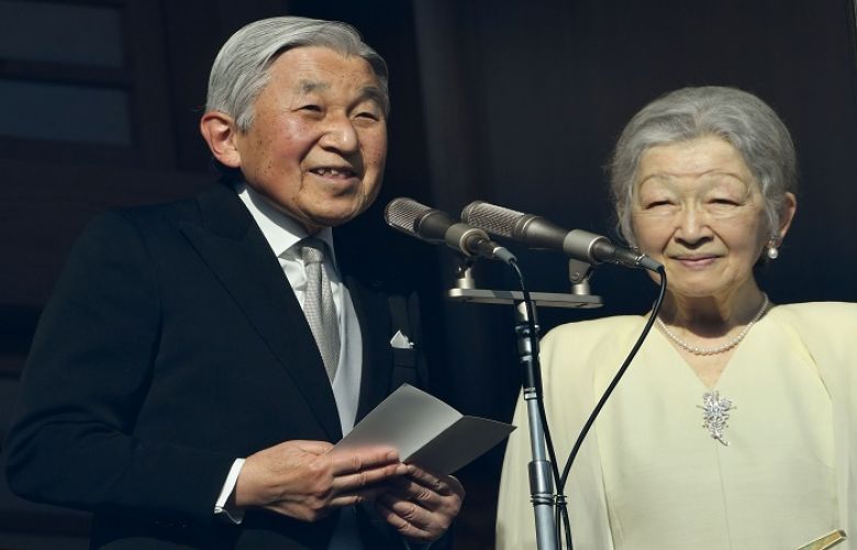 Japanese Emperor Akihito and Empress Michiko at the Imperial Palace in Tokyo on Jan. 2, 2017. The emperor and empress are scheduled to visit Vietnam and Thailand.