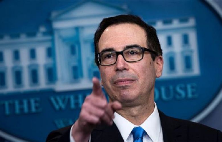 US Secretary of the Treasury Steven Mnuchin takes questions after announcing sanctions against Syria during a briefing at the White House April 24, 2017 in Washington, DC.
