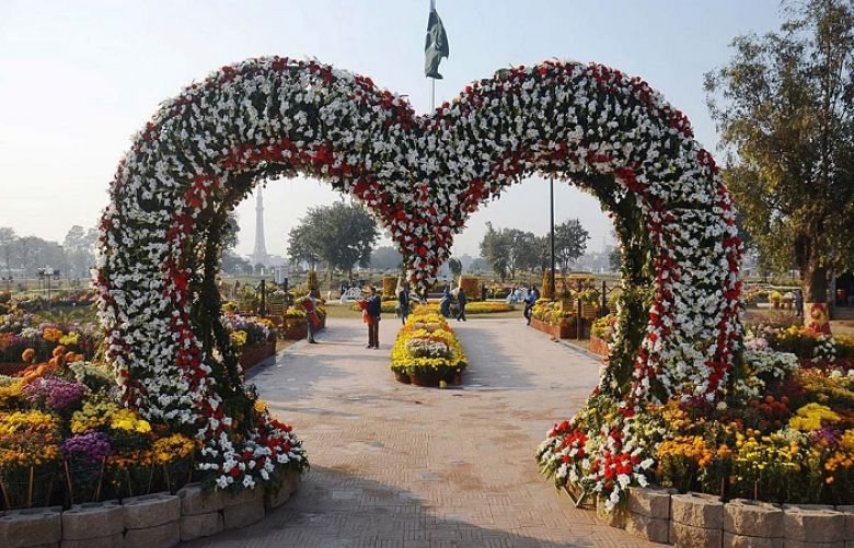 Flowers seen displayed during inauguration ceremony of flowers exhibition at Greater Iqbal Park.