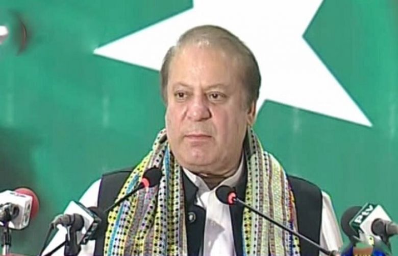 Prime Minister Nawaz Sharif addressing workers convention in Hyderabad