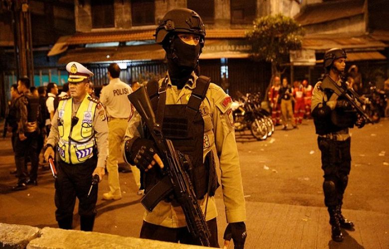 Police guard at scene of an explosion in Jakarta, Indonesia May 24, 2017. 