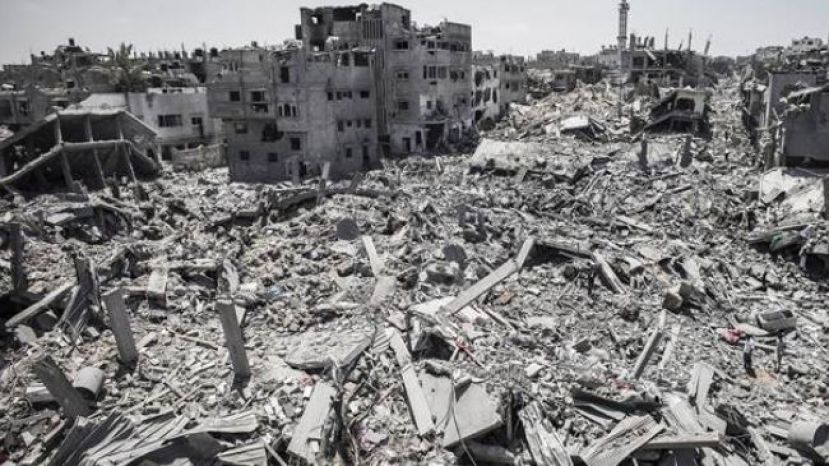 File photos shows the rubble of destroyed buildings in the Shujaiya neighborhood of east Gaza City on July 26, 2014.