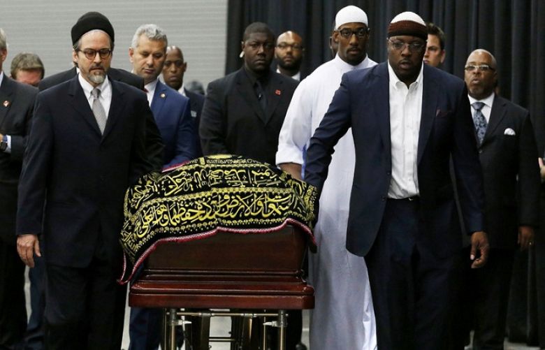 The coffin of late Muhammad Ali arrives for jenazah 