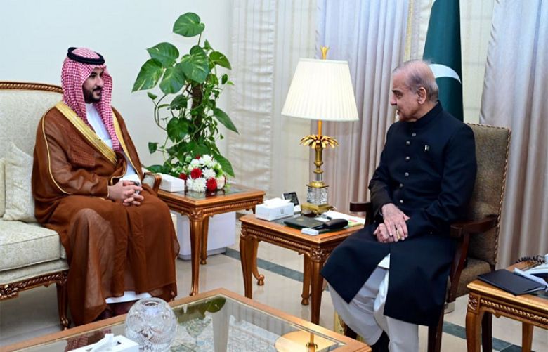 Saudi Defence Minister called on PM Shehbaz in Islamabad.
