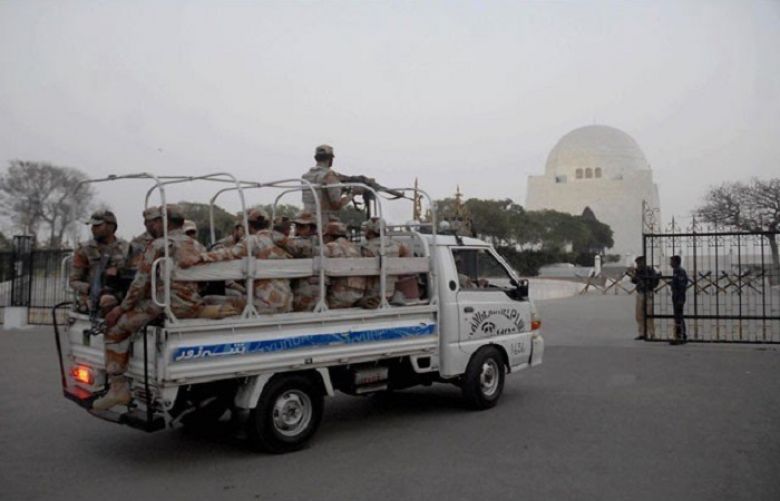 Security beefed up at Quaid-e-Azam&#039;s mausoleum in view of the security threats.