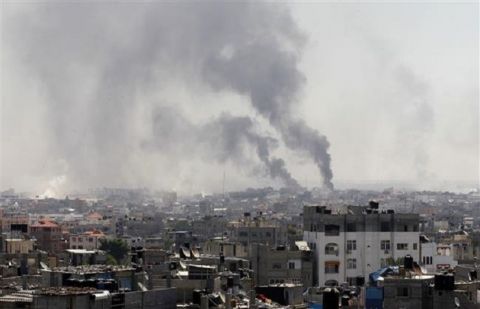 Israeli military bombs refugee camp in Gaza Strip