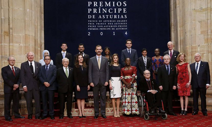 A group photo during the Prince of Asturias award ceremony in Oviedo, Spain