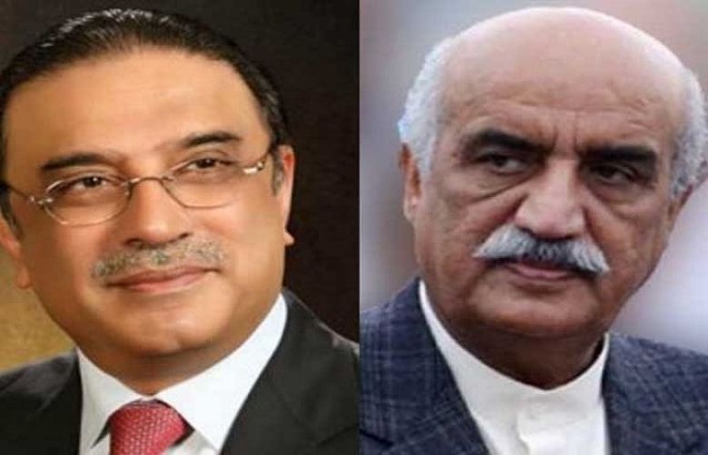Pakistan Peoples’ Party Co-Chairman Asif Ali Zardari and Khursheed Shah