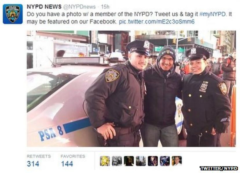 This was the original tweet posted by the NYPD asking for users&#039; photos