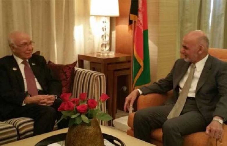 Advisor on Foreign Affairs Sartaj Aziz held a meeting with Afghan President Ashraf Ghani