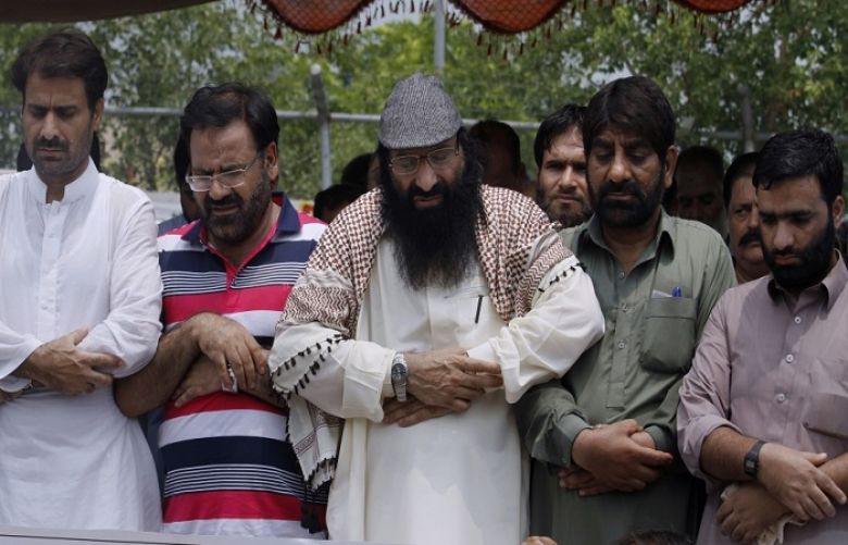 In June, the US also designated as &quot;terrorist&quot; the group&#039;s top leader Syed Salahuddin (centre)