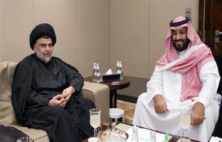 A handout picture provided by the Saudi Royal Palace on July 30, 2017 shows Crown Prince Mohammed bin Salman (R) receiving Prominent Iraqi Shia cleric Muqtada al-Sadr.