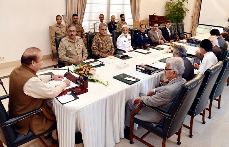 Premier Nawaz chairing meeting of the National Security Committee in Islamabad today