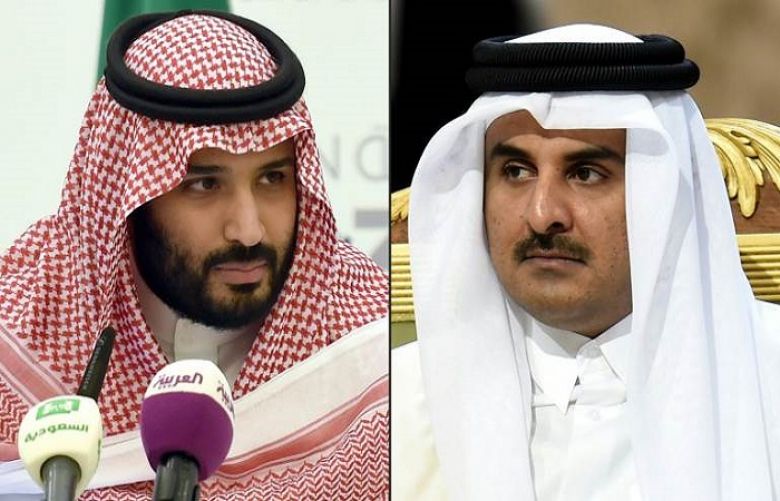  Qatar&#039;s emir, Sheikh Tamim bin Hamad Al-Thani, and Saudi Crown Prince Mohammed bin Salman