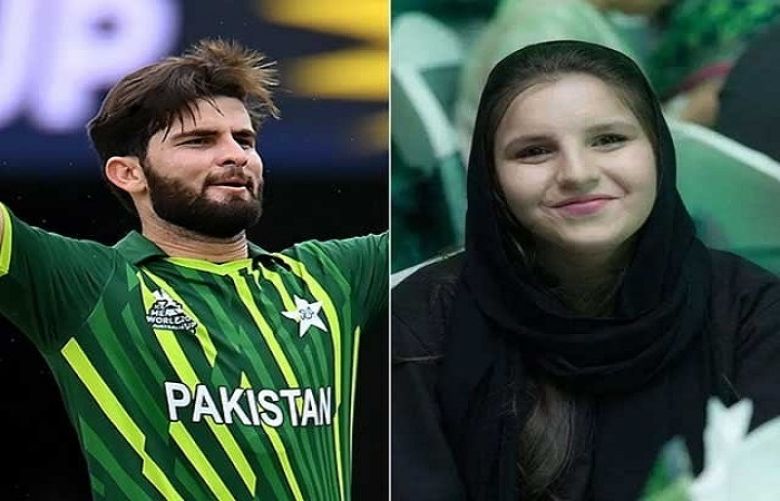 Pakistan&#039;s left-arm fast bowler Shaheen Shah Afridi and Ansha Afridi