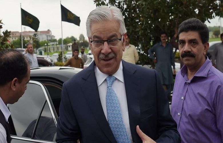 Photo of Pakistan foreign minister Khawaja Asif at the Parliament House in Islamabad in August