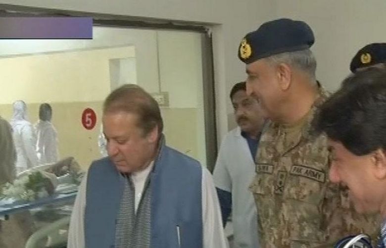Sehwan Sharif: Premier Nawaz, Gen Bajwa visit blast victims