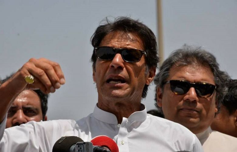 Imran Khan addressing media persons